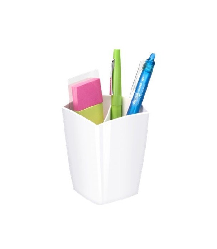 Pot à crayons 2 compartiments blanc gamme gloss R.530G  