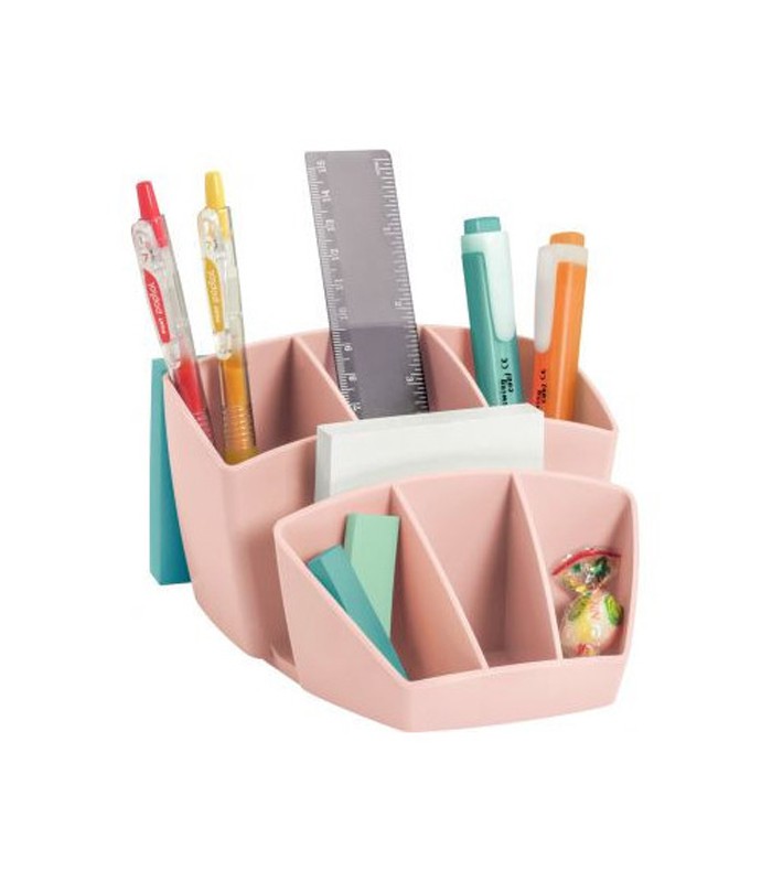 Pot à crayons 6 compartiments gamme Minéral rose R.580