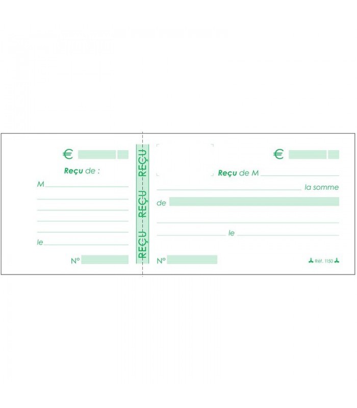 Carnet 9x22.5cm reçus 50 feuilles R.1150D