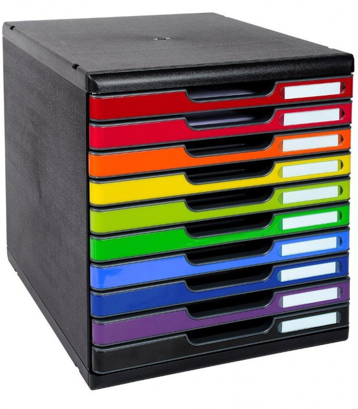 Caisson 10 tiroirs noir glacé modulo R.302798D XXX