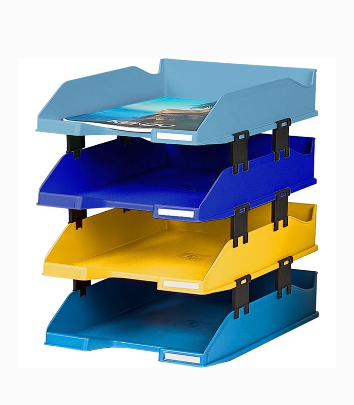 Corbeille courrier set de 4 gamme bee blue R.113202SETD