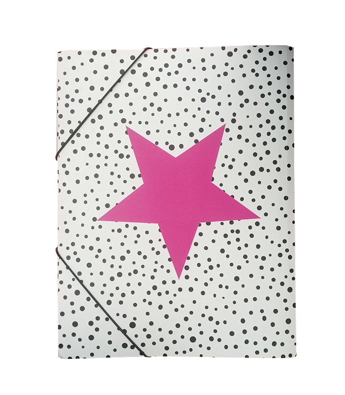 Chemise à élastique A4 3 rabats étoile rose R.P2160425
