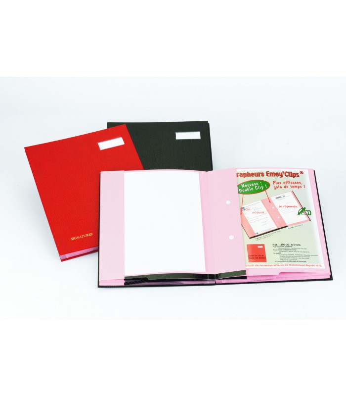 Parapheur 20 cases noir élastique double clips R.JRO2002