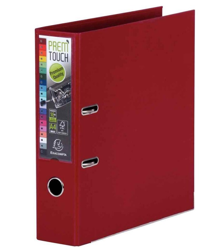 Classeur 2 anneaux dos 80mm bordeaux PP prem'touch R.53304E