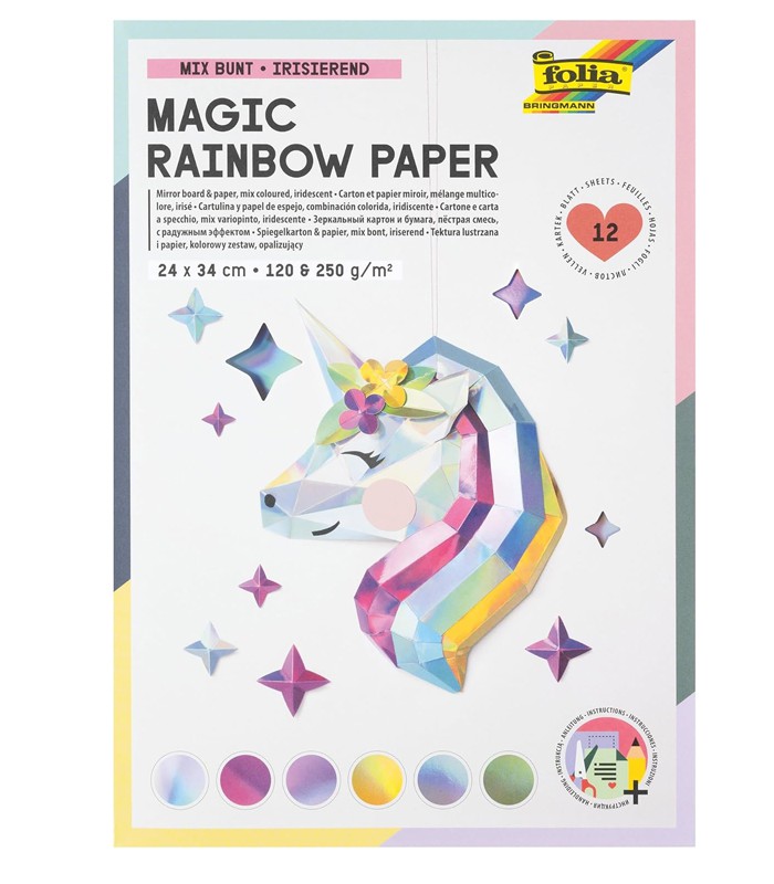 Papier-carton brillant arc en ciel 24x34cm 120g/250g 12f ass R12049