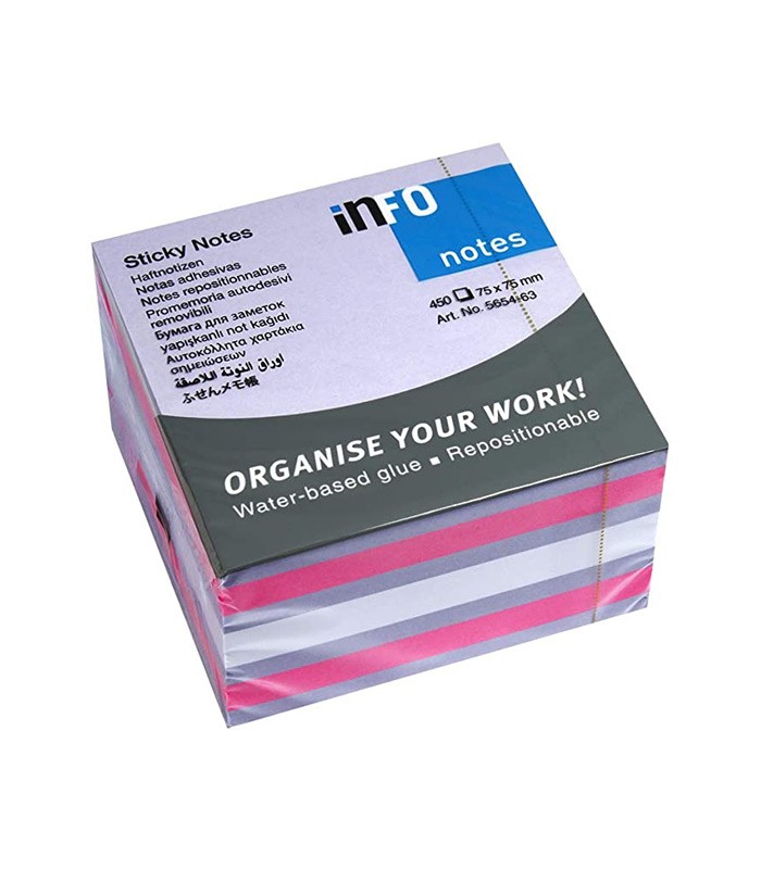 Note repositionnable 75x75mm couleurs mixtes  R.5654-63