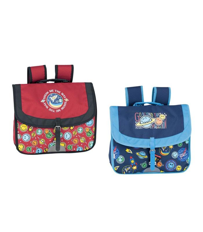 Cartable petit modèle smiley space  2 compartiments ass R.100900493