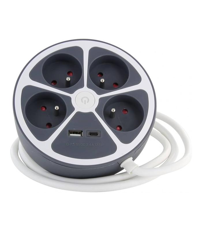 Multiprise 4 prises avec interrupteur et ports USB R.GAE0000562