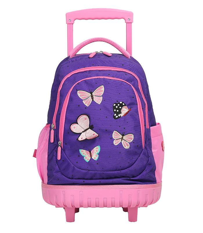 Trolley grand modèle butterflies violet rose 3compartiments R.LS03847