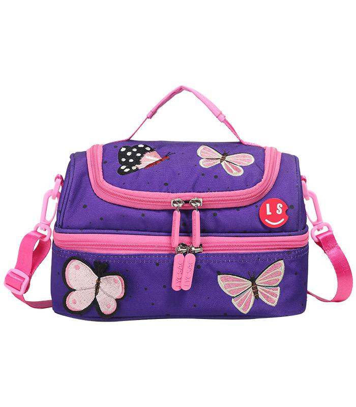 Sac goûter isotherme butterflies violet rose 2 compart. R.LS03878