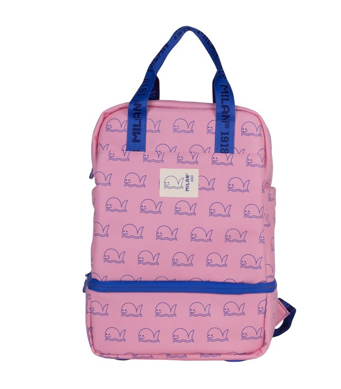 Sac à dos moyen modèle rectangulaire baleine rose R.6247Z460P