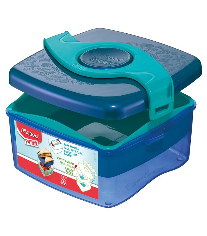 Boîte goûter concept carré 1bte & 2compartiments aqua bleu  R.870108