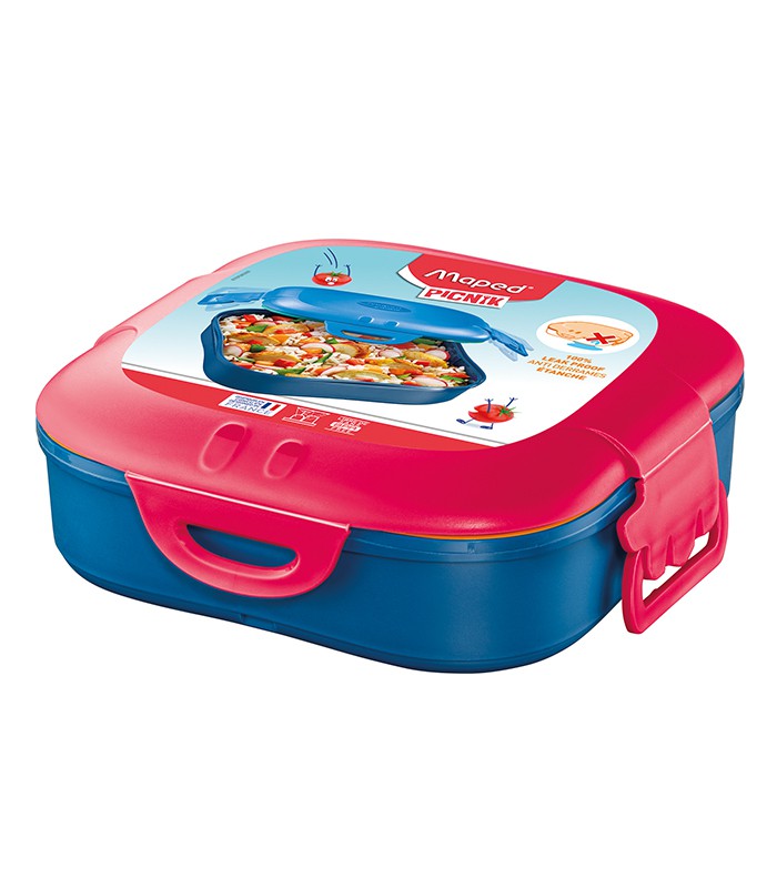 Boîte goûter concept étanche carré 740ml rouge bleu R.870801 XXX