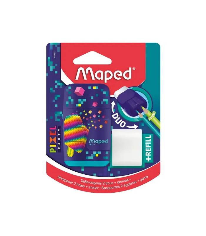 Gomme + taille-crayon pixel party R.049223