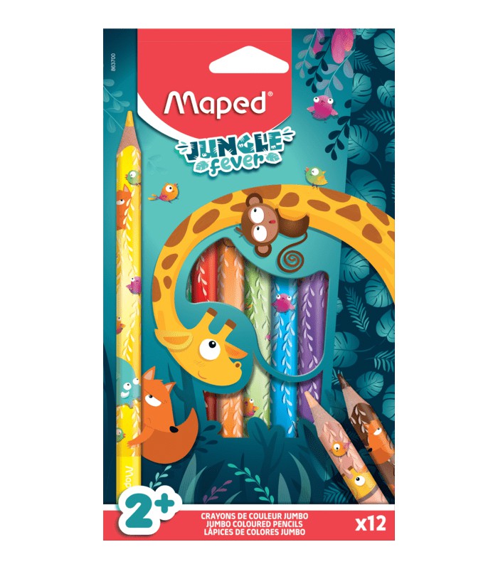Crayons couleur Jumbo boîte de 1 jungle fever 2ans + R.863700