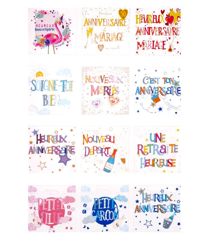 Carte fantaisie âges faites main R.2540