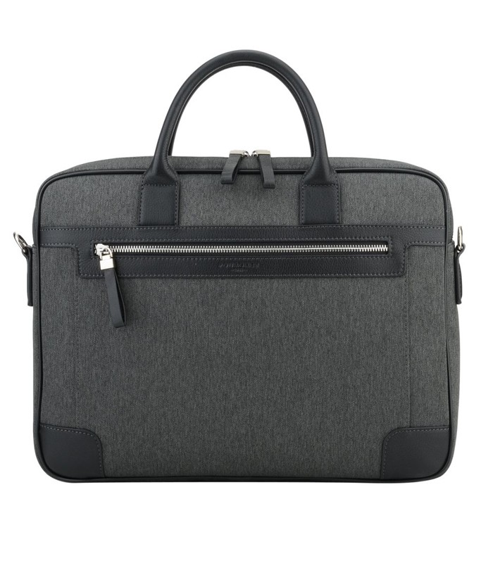 Porte documents 41x29x7cm Matthieu toile + cuir gris R.64154
