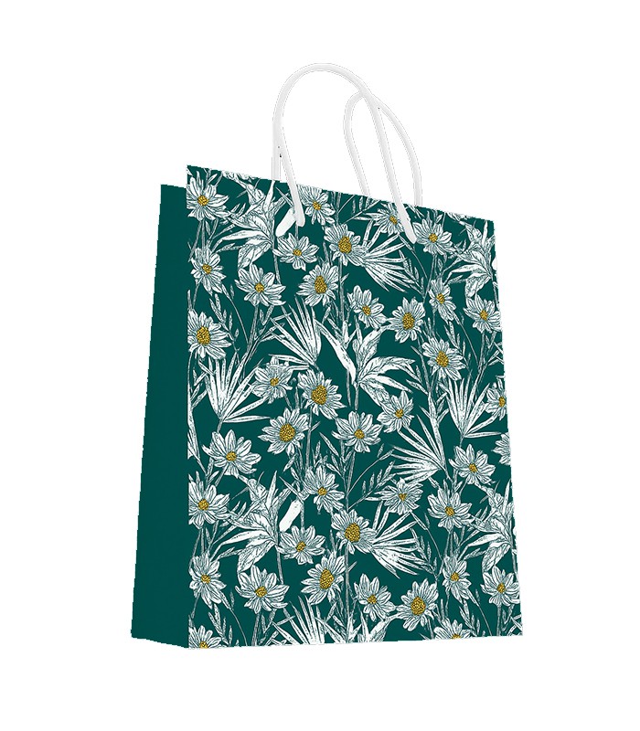 Sac cadeau cabas 18x10x23cm motif fleurs R.7422BM