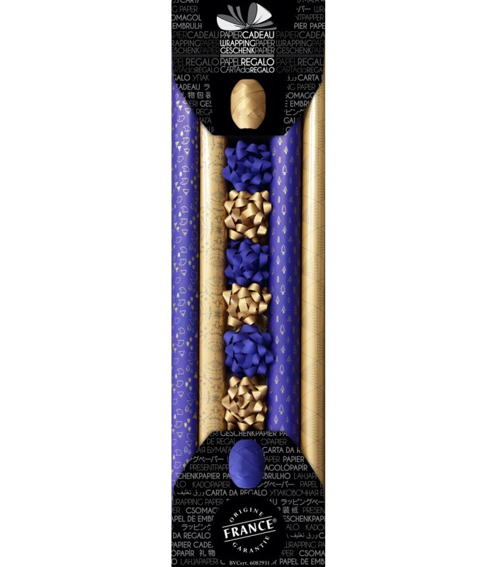 Kit 4 rouleau papier cadeau + bolduc + noeuds R.C4KIT
