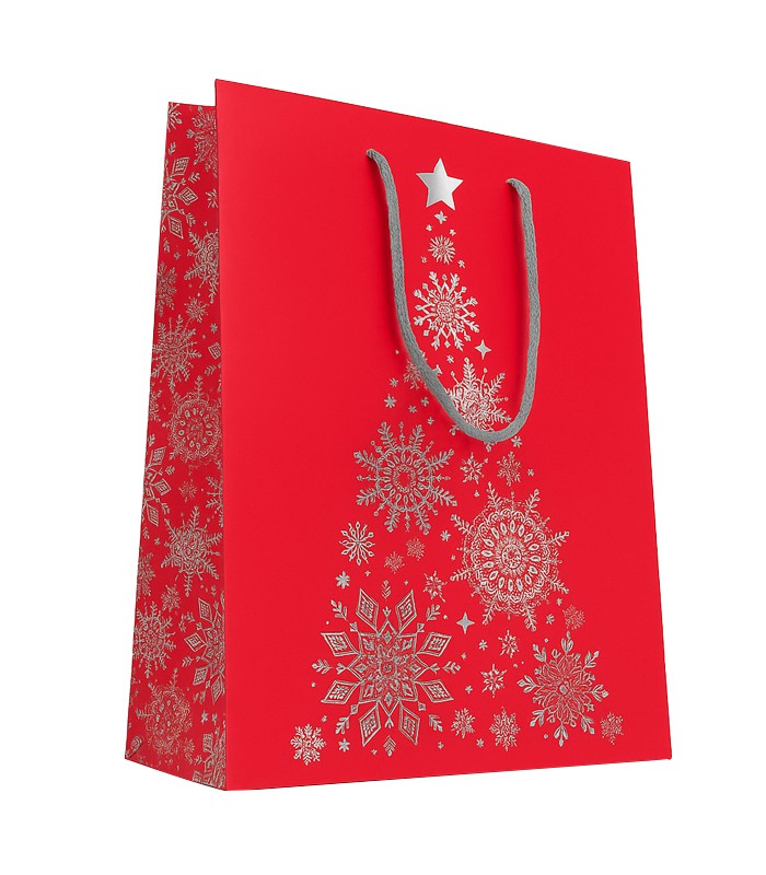 Sac cadeau cabas 23x13x32cm rouge sapin de noël R.9282BL
