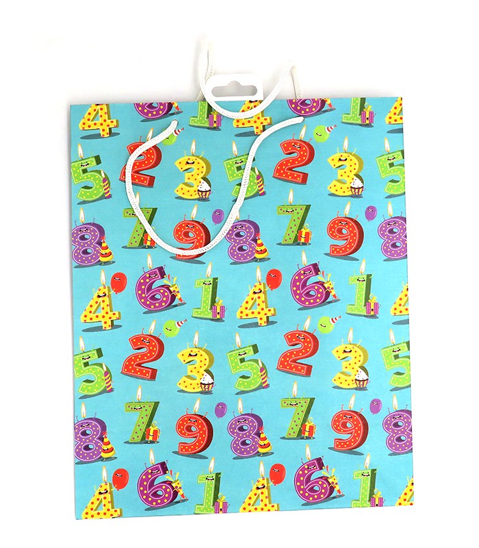 Sac cadeau cabas 26x13x32cm bleu anniversaire R.BCBL