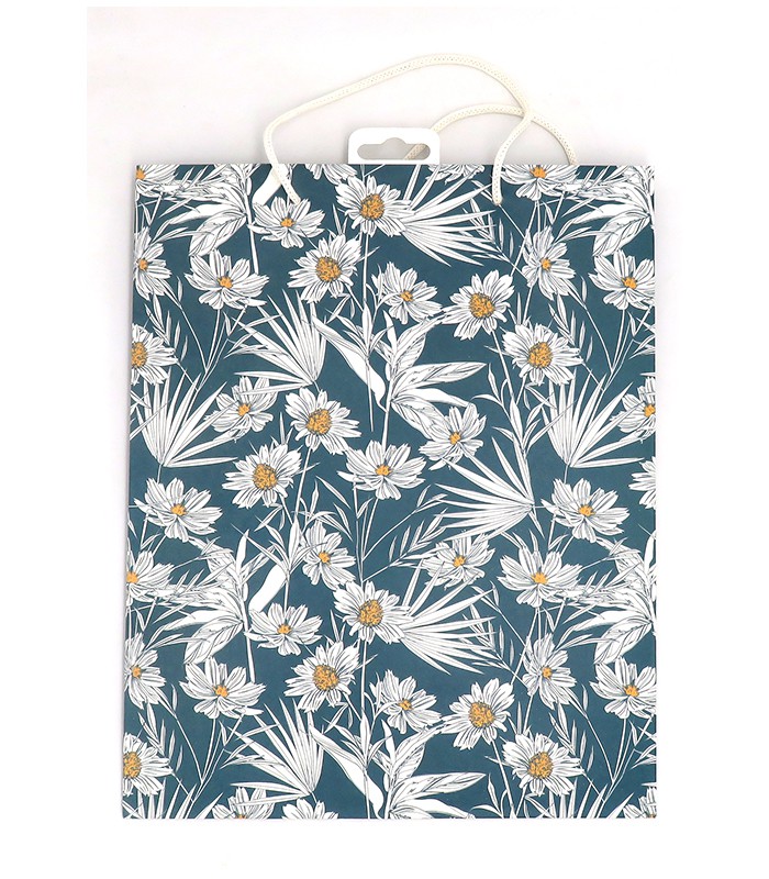Sac cadeau cabas 26x13x32cm motif fleurs R.7422BL