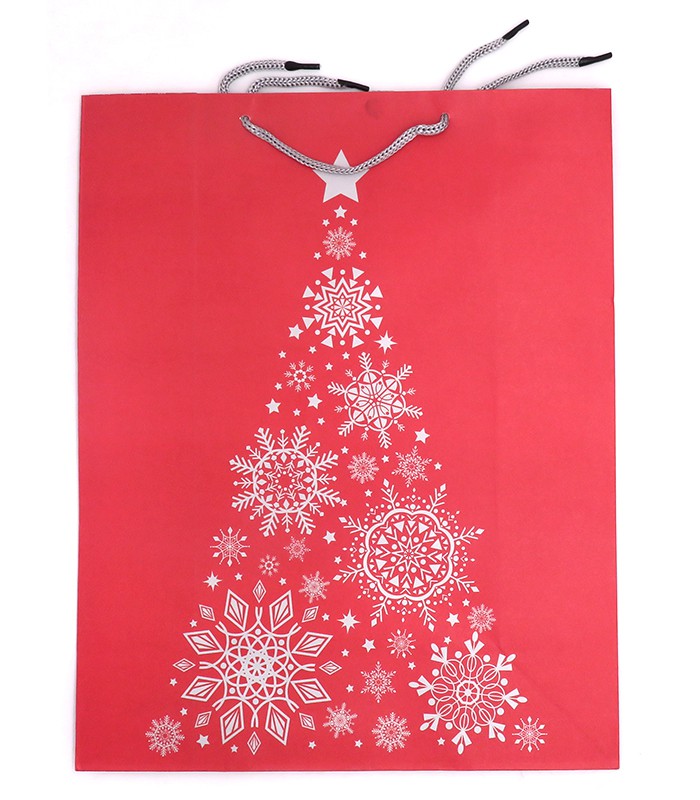 Sac cadeau cabas 32x14x40cm rouge sapin de noël R.9282BXL