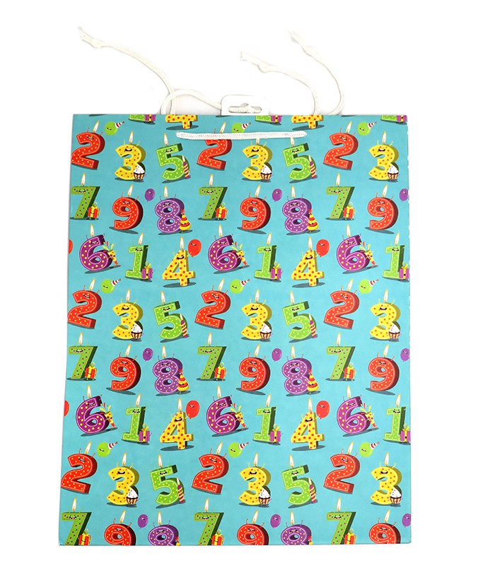 Sac cadeau cabas 32x14x40cm bleu anniversaire R.BCBXL