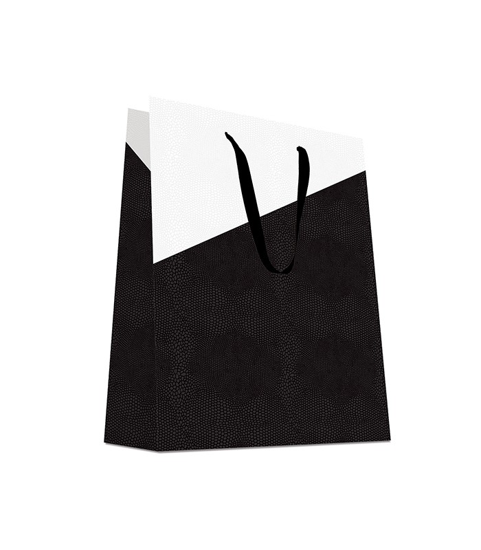 Sac cadeau cabas 12x7x15cm noir et blanc R.113NGAS