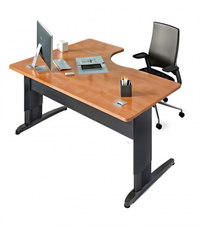 Bureau compact retour gauche PRACTIKA 160x120 vdf noyer pieds P1 