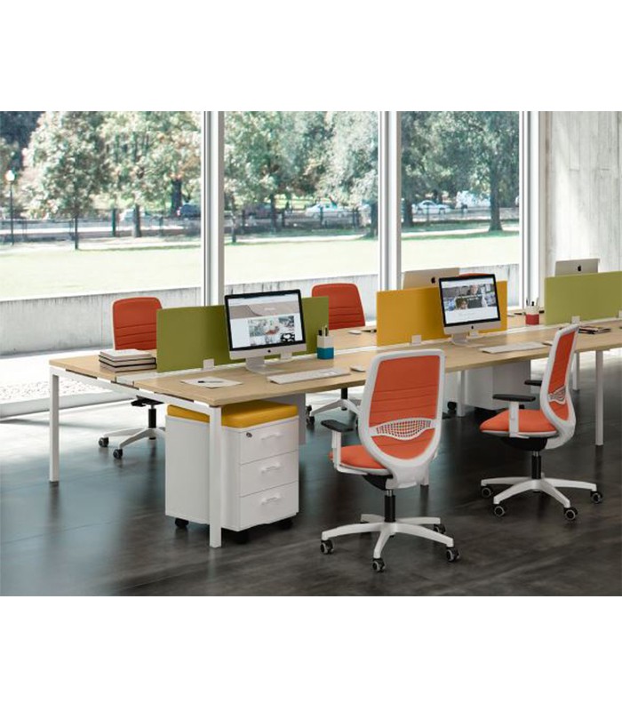 Bureau IDEA+ bench suite 2 plat. 160x164x76 noyer pieds 01 blancs 