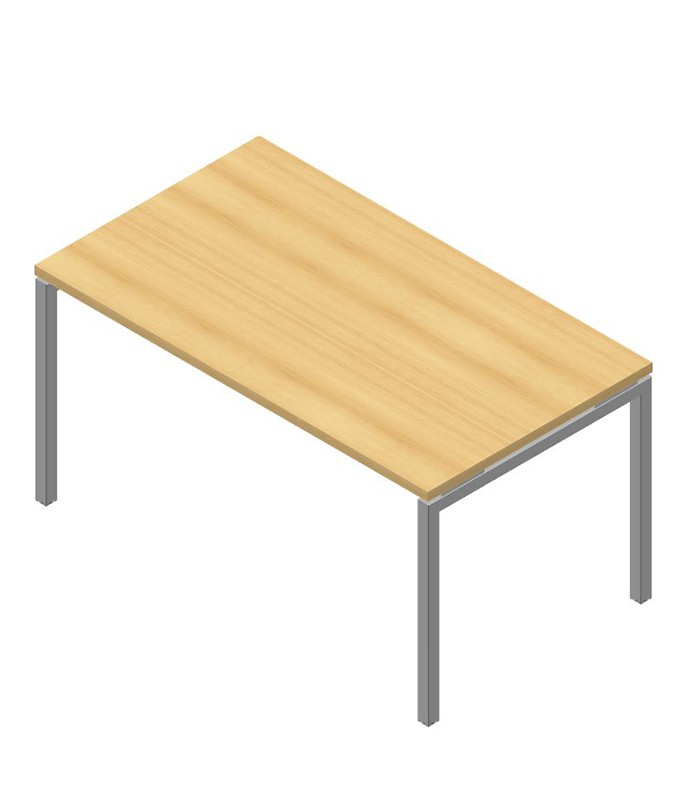 Bureau L140xP60 cm droit IDEA+ noyer pieds 01 aluminium