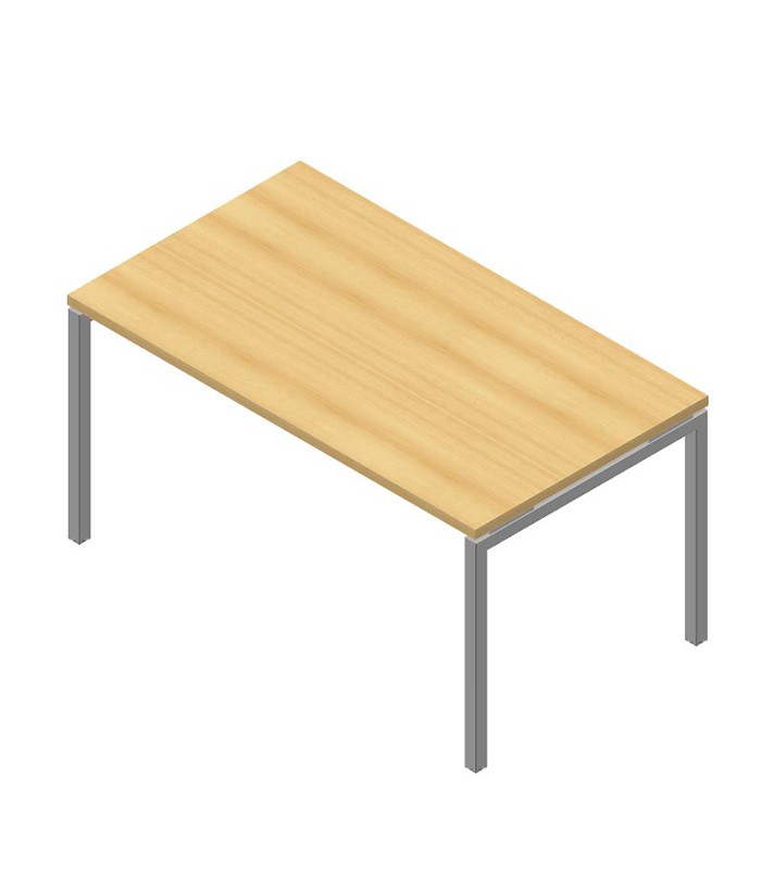 Bureau droit IDEA+ L160xP80 noyer pieds 01 aluminium+Q.COFRA160/NO  