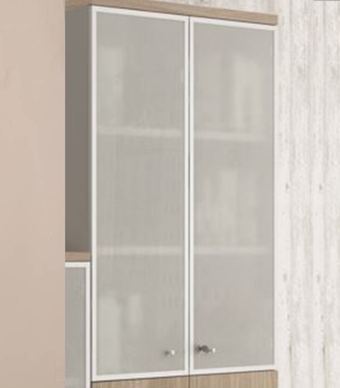 Paire portes mi-hauteur vitrées L86xH131 cm cadre aluminium