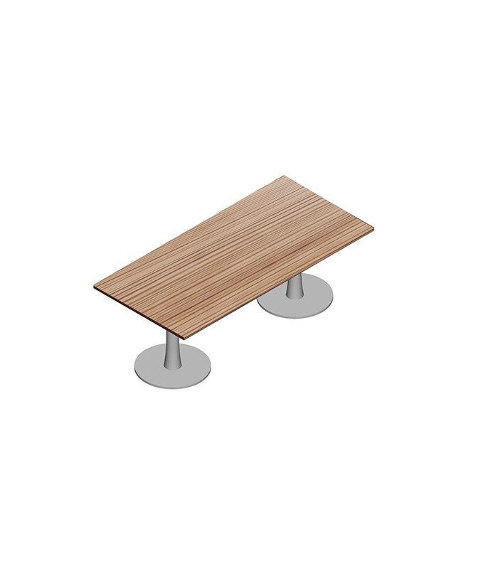 Table réunion rectangle 210x110 eucalyptus pieds colonnes alu 6-8 pl.