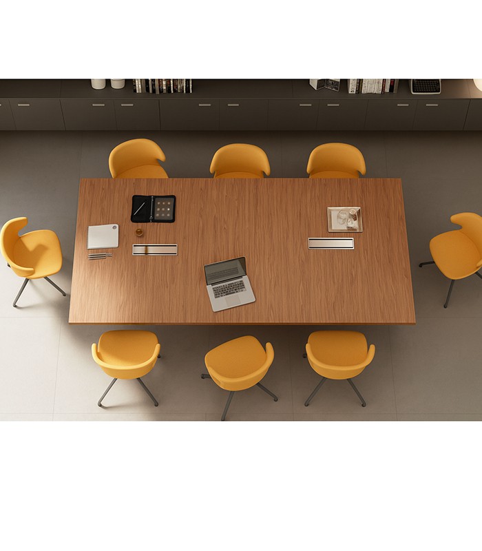 Table réunion 280x140x76 cm E-10 noyer américain pied laqué