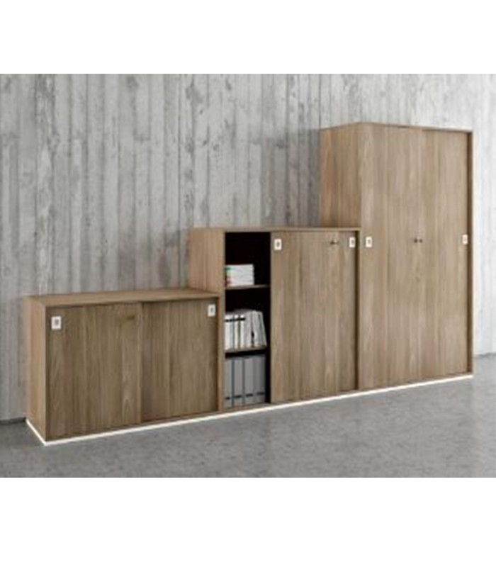Armoire Haute 2 portes coulissantes Noyer Can. L120xP45xH214 IDEC07S