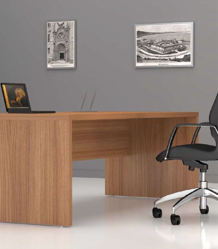 Bureau droit OFFIDEA noyer canaletto pieds panneaux vdf L180xP80xH74
