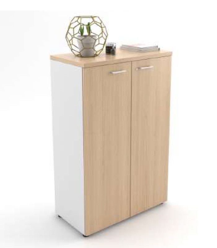 Armoire mi-hauteur double OFFIDEA noyer c. L90xP45xH130cm