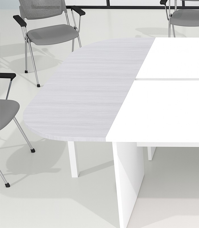 Demi lune L166xP60xH74 cm OFFIDEA blanche bout de bureau 