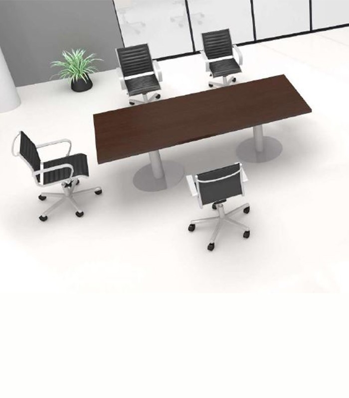 Table réunion rectangle OFFIDEA top acc noyer p. colonnes L240xP100 
