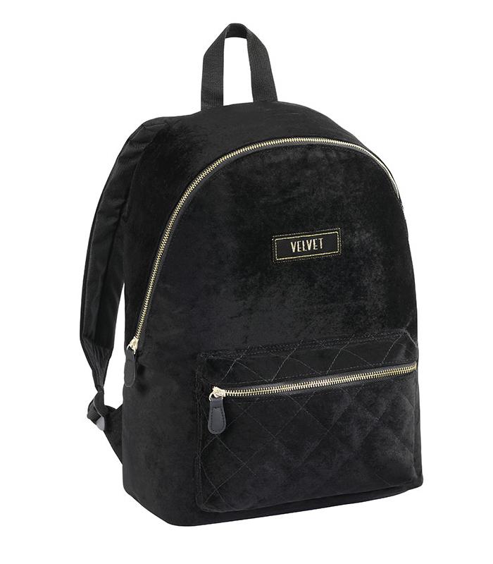 Sac à dos moyen modèle velvet velour noir R.707374-26