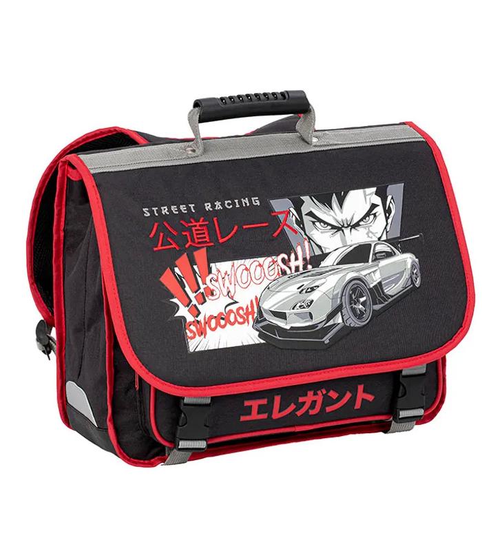 Cartable moyen modèle Manga car 2 compartiments noir R.099928-01