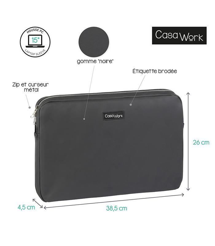 Housse 38.5x26x4.5cm  PC 15'' Casawork gomme noire R.751357-26
