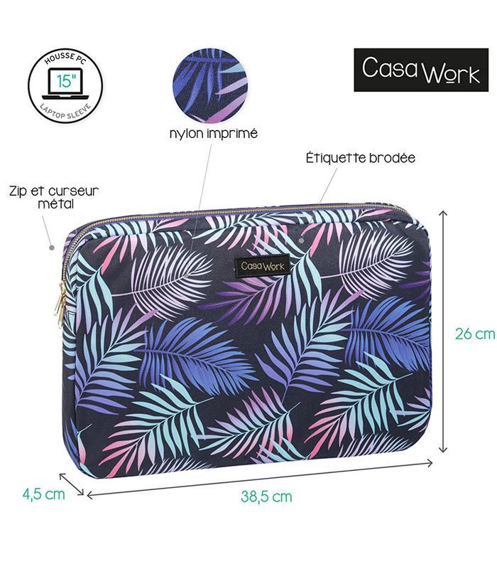 Housse 38.5x26x4cm  PC 15'' Tropical night fleuri R.751322-26