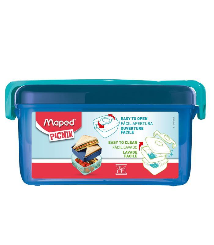 Boîte goûter concept carré 1bte & 2compartiments aqua bleu  R.870108