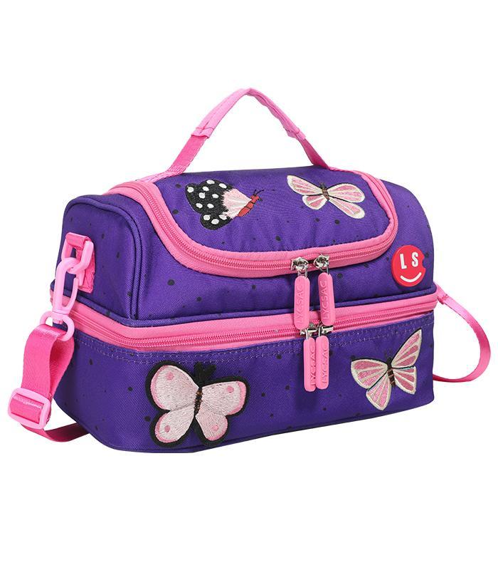Sac goûter isotherme butterflies violet rose 2 compart. R.LS03878
