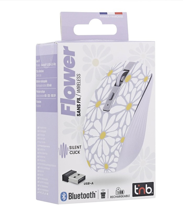 Souris sans fil TNB Bluetooth rechargeable -Flower EXCLUSIV 