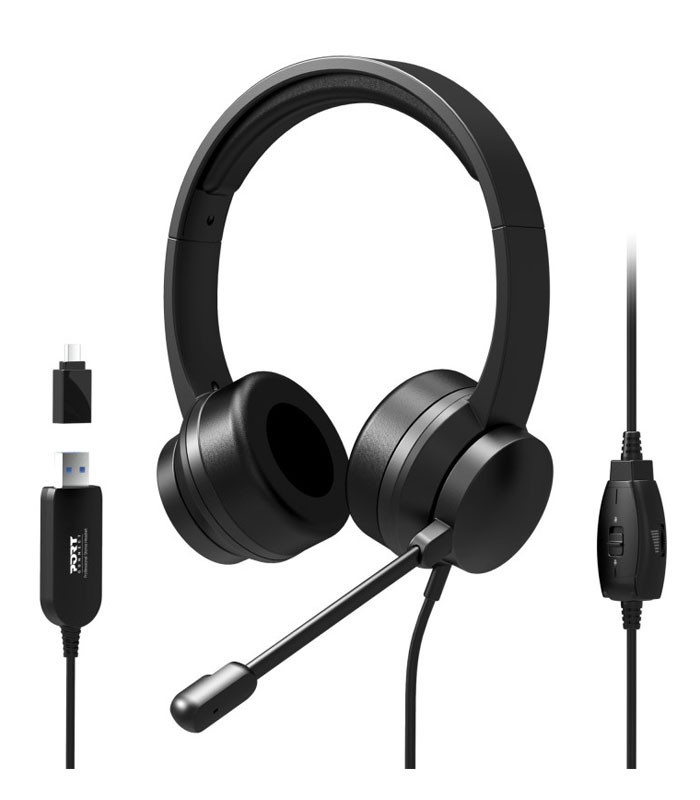Micro Casque avec fil USB Port Designs USB-A & USB-C
