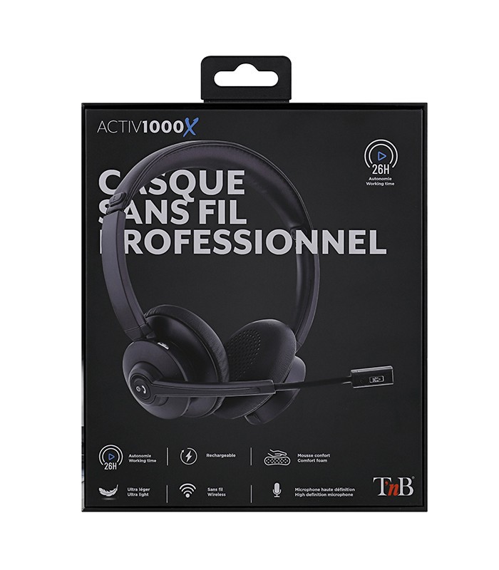 Micro casque sans fil + Bluetooth® TNB 2,4GHz avec base de recharge